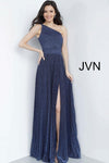 JVN By Jovani Long Pleated Prom Dress JVN68092 Navy - The Dress Outlet Jovani