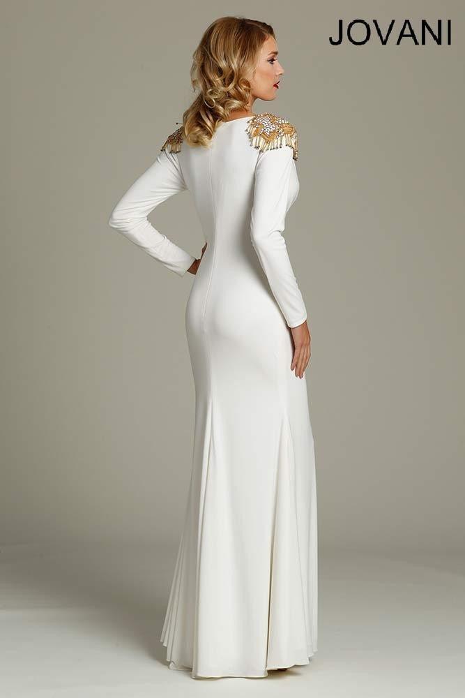 Jovani Fitted Long Simple Wedding Dress 79030 - The Dress Outlet