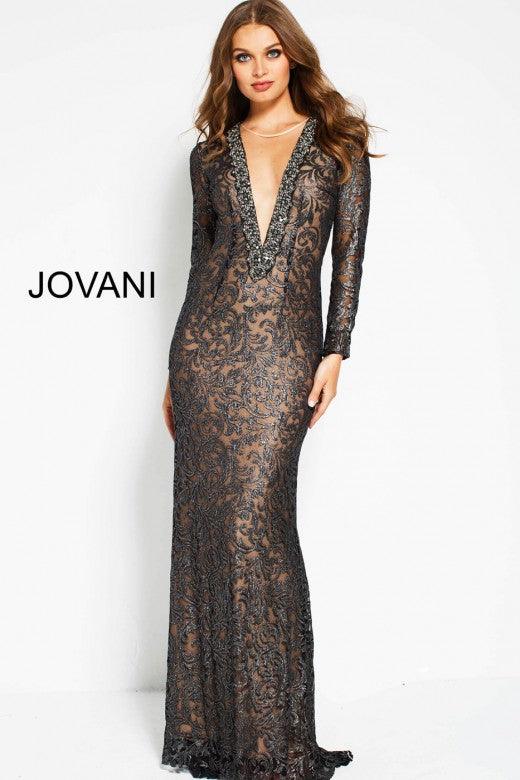Jovani Formal Long Sleeve Evening Dress 54989 - The Dress Outlet