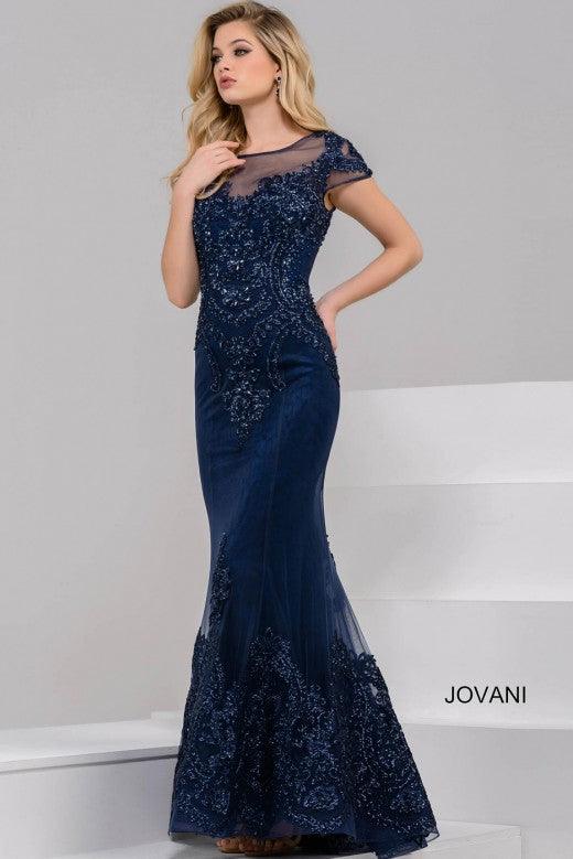 Jovani Long Formal Cap Sleeve Evening Gown 39483 - The Dress Outlet