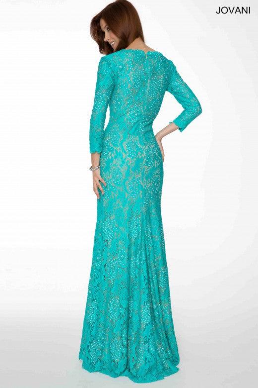 Jovani Long Formal Long Sleeve Lace Dress 20025 - The Dress Outlet