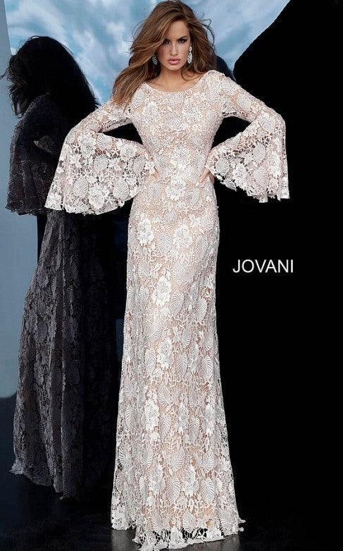Jovani Long Sleeve Formal Lace Dress 02908 - The Dress Outlet