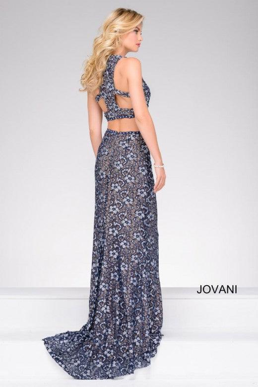 Jovani Long Two Piece Prom Formal Lace Dress 46002 - The Dress Outlet