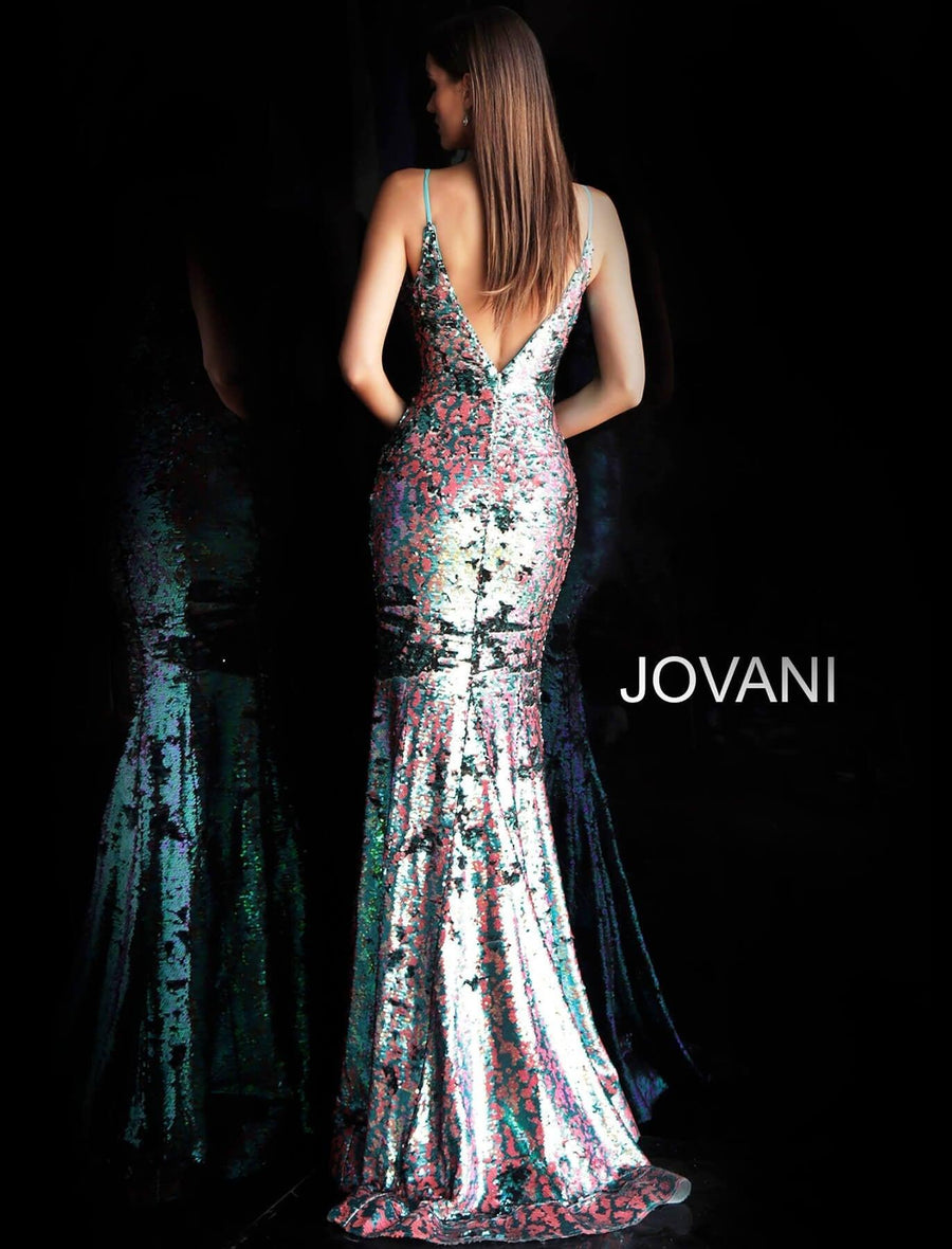 Jovani Plunging Neck Sequin Long Party Dress Sale 67314 - The Dress Outlet