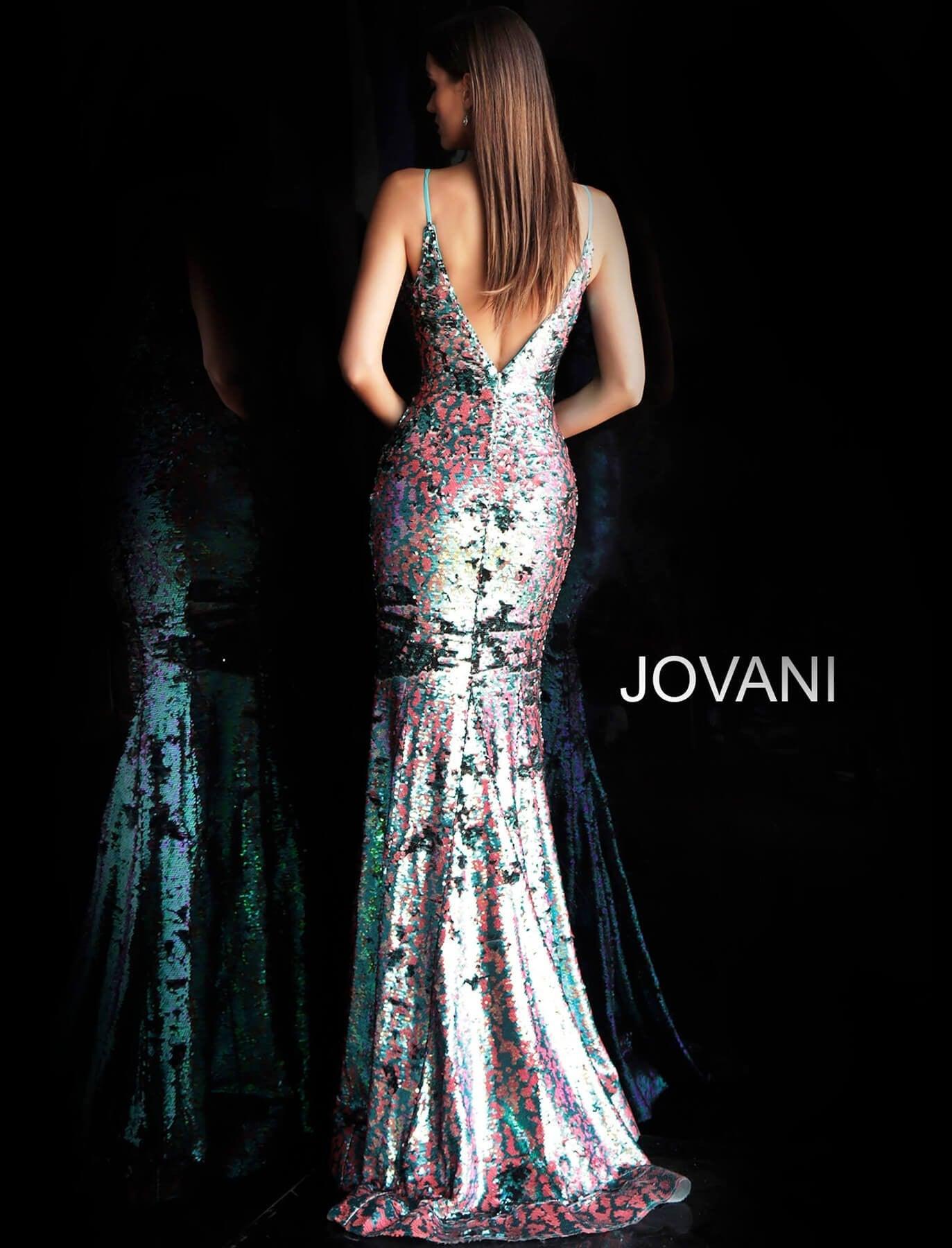 Jovani Plunging Neck Sequin Long Party Dress Sale 67314 - The Dress Outlet