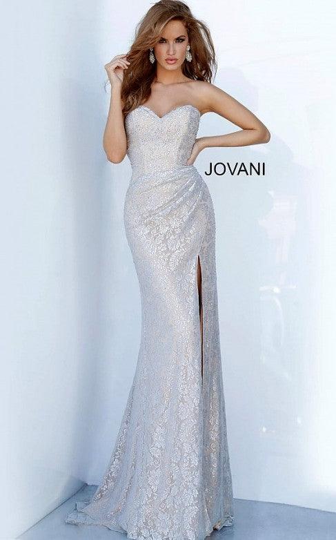 Jovani Prom Long Formal Strapless Lace Dress 02454 - The Dress Outlet