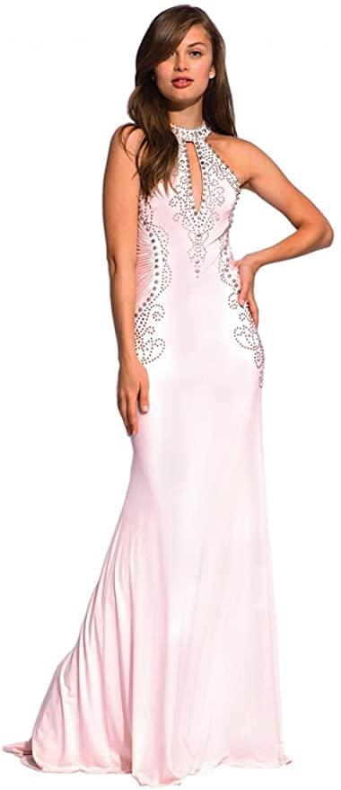 Jovani Prom Long Halter Fitted Formal Dress 89892 - The Dress Outlet