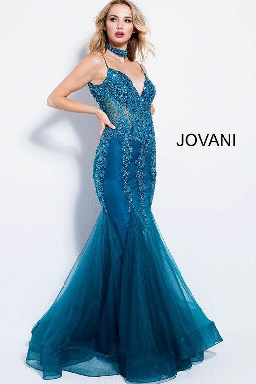 Jovani Prom Long Spaghetti Strap Mermaid Gown 56032 - The Dress Outlet