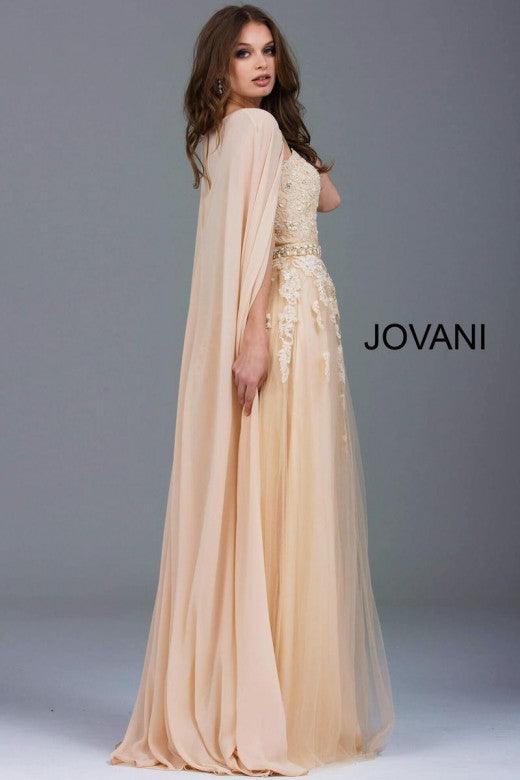 Jovani Prom Long Strapless Formal Cape Dress 50190 - The Dress Outlet