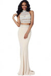 Jovani Prom Long Two Piece Formal Halter Gown 23595 - The Dress Outlet