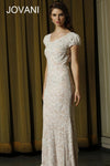 Jovani Short Sleeves Long Evening Dress 77553 - The Dress Outlet