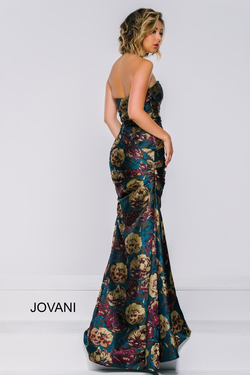 Jovani Strapless Printed Long Formal Gown 45363 - The Dress Outlet