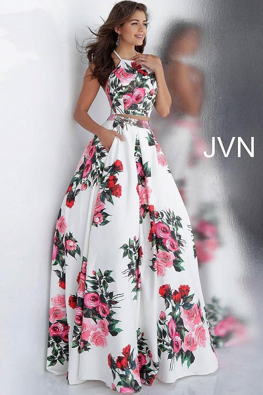 Jovani Two Piece Floral Prom Dress JVN66058 - The Dress Outlet