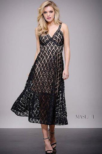 Jovani V-Neck Formal Tea Length Dress M54865 - The Dress Outlet