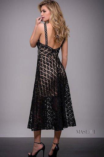 Jovani V-Neck Formal Tea Length Dress M54865 - The Dress Outlet