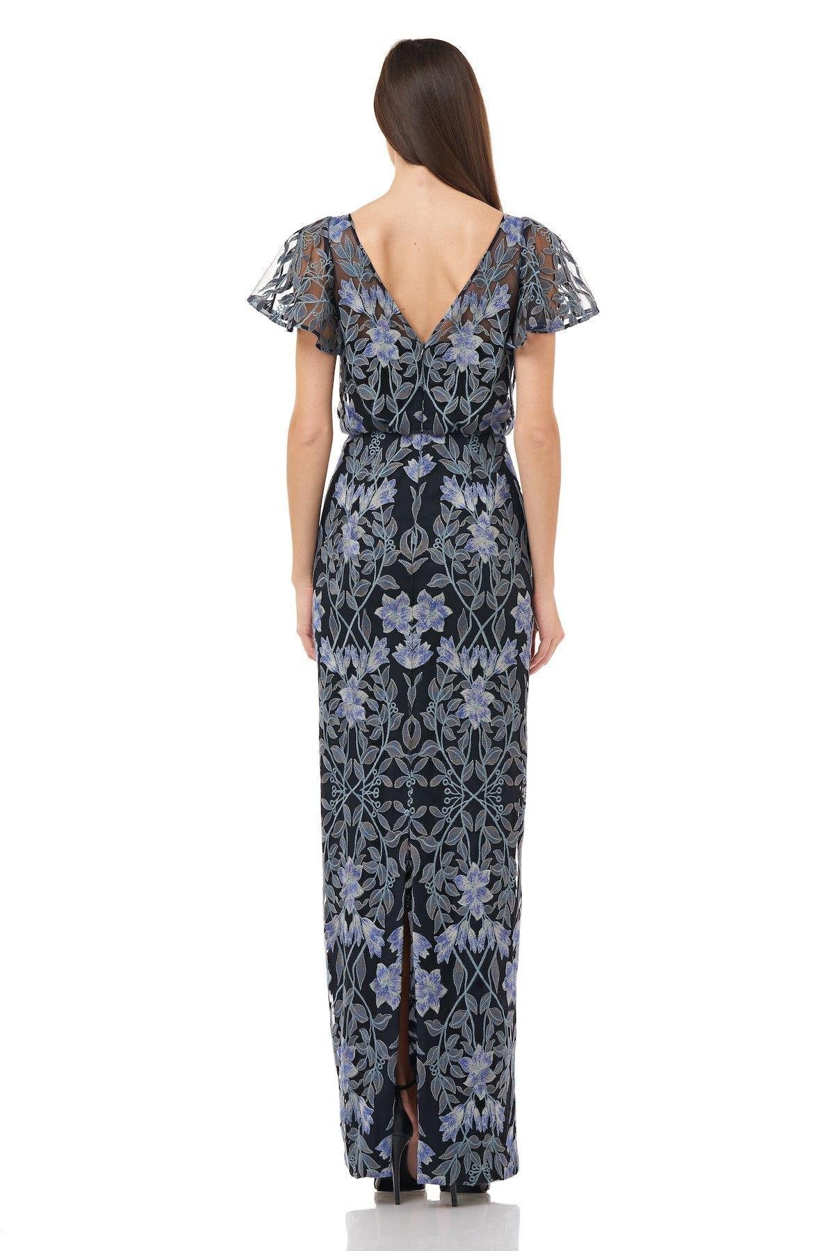 JS Collections Long Formal Blouson Mesh Dress 866961 - The Dress Outlet