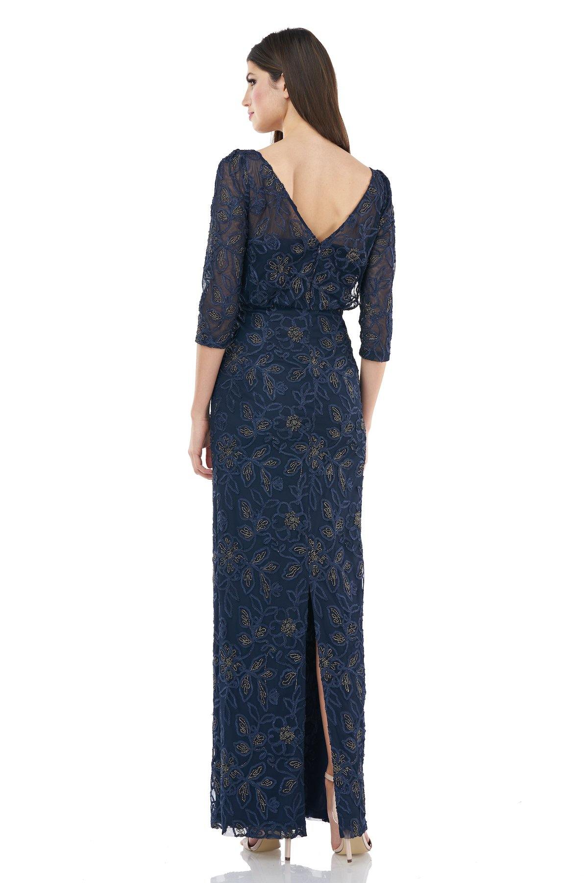 JS Collections Long Formal Metallic Dress 867040 - The Dress Outlet