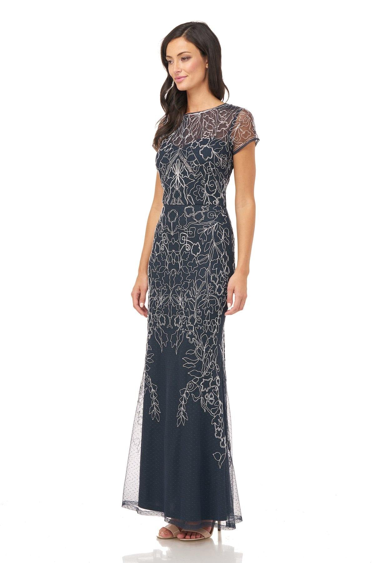 JS Collections Long Formal Short Sleeve Dress 866758 - The Dress Outlet