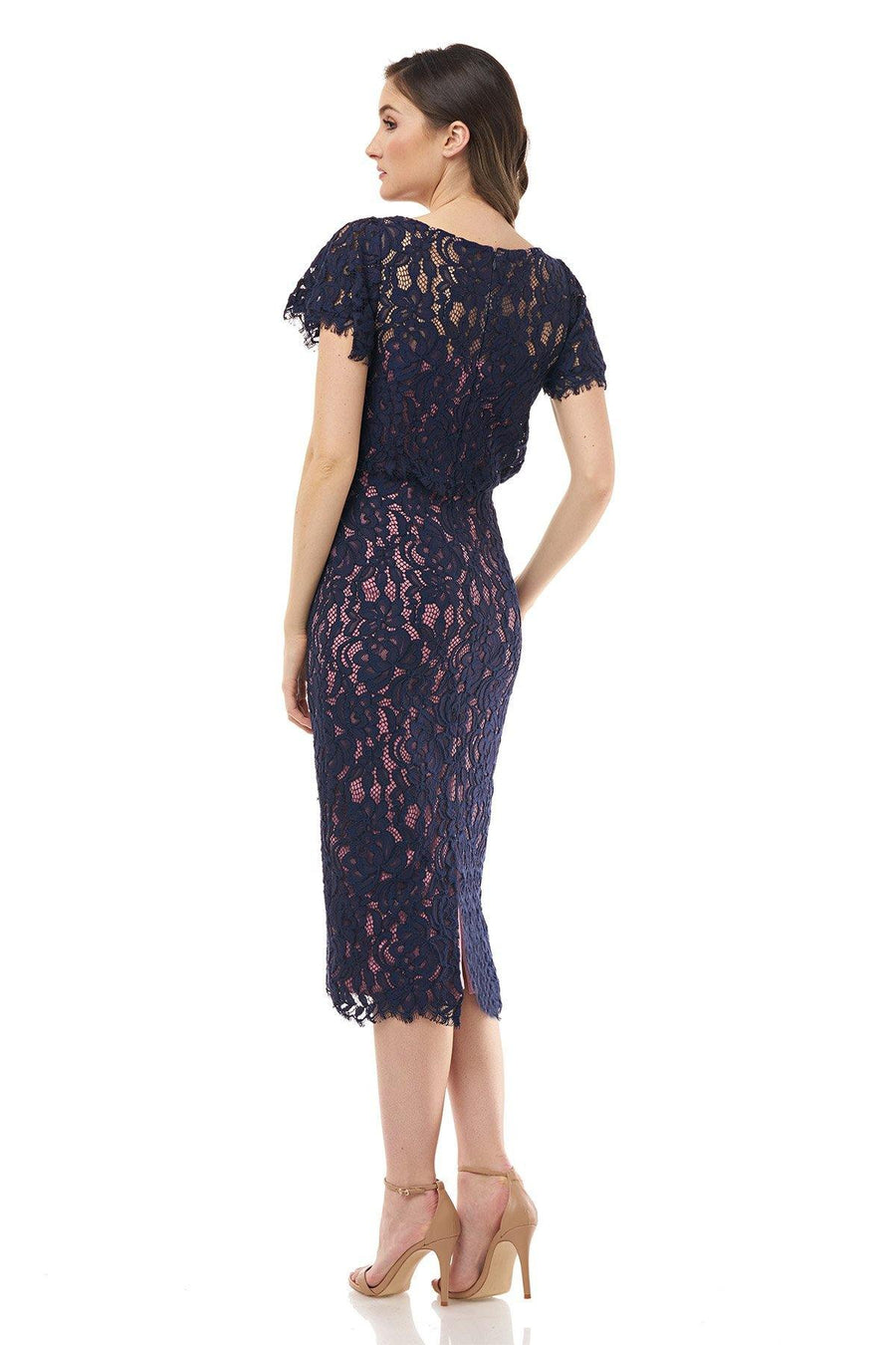 JS Collections Short Lace Midi Sheath Dress 866800 - The Dress Outlet