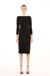 Cocktail Dresses Boatneck 3/4 Sleeve Side Slit Pencil Dress Black
