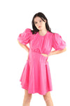 Cocktail Dresses Short Puff Shoulder Cutout Mini Dress Fuchsia
