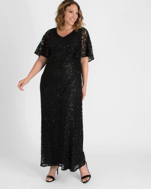 Kiyonna Celestial Cape Sleeve Gown - The Dress Outlet Kiyonna