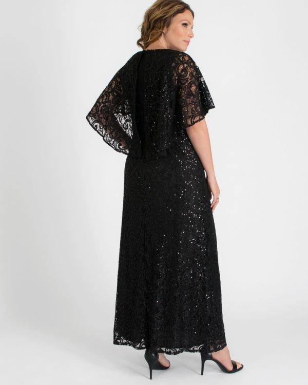 Kiyonna Celestial Cape Sleeve Gown - The Dress Outlet Kiyonna
