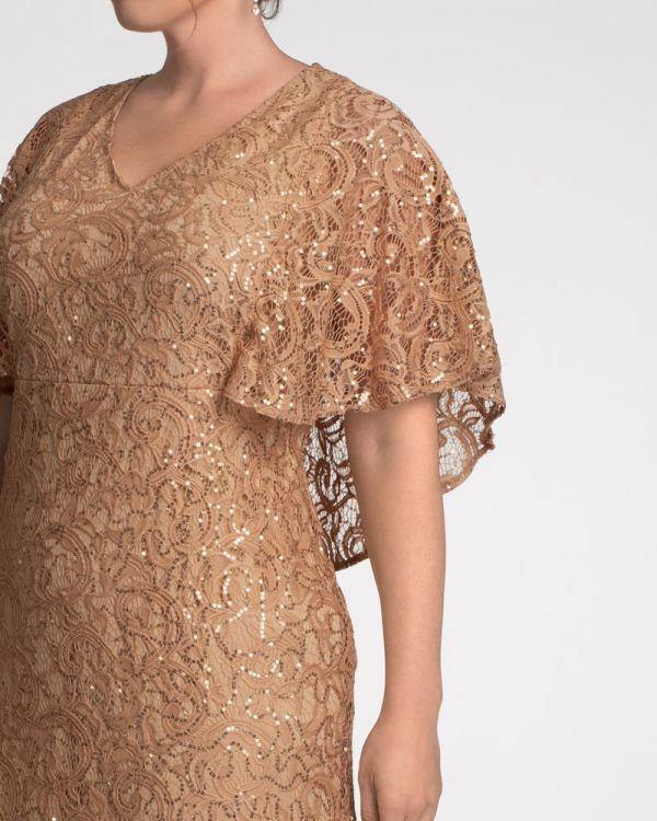 Kiyonna Celestial Cape Sleeve Gown - The Dress Outlet Kiyonna