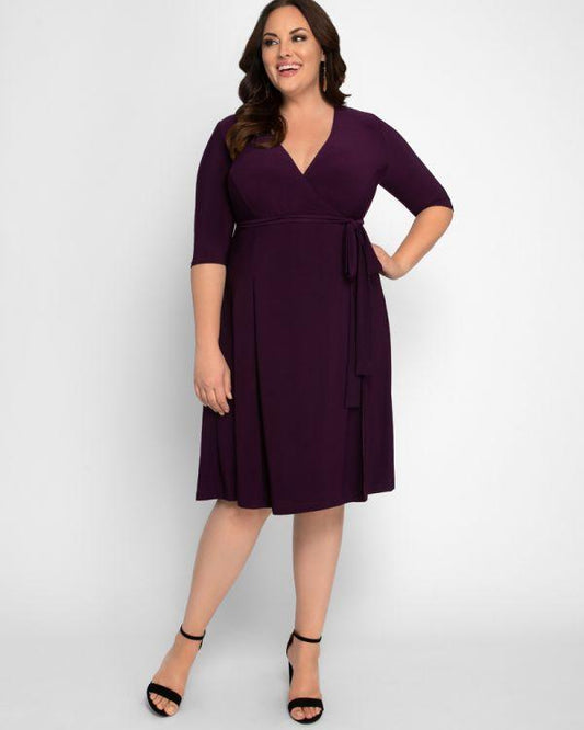 Kiyonna Essential Wrap Short Dress Sale - The Dress Outlet