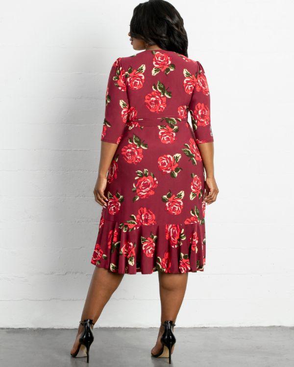 Kiyonna Flirty Flounce Wrap Dress - The Dress Outlet