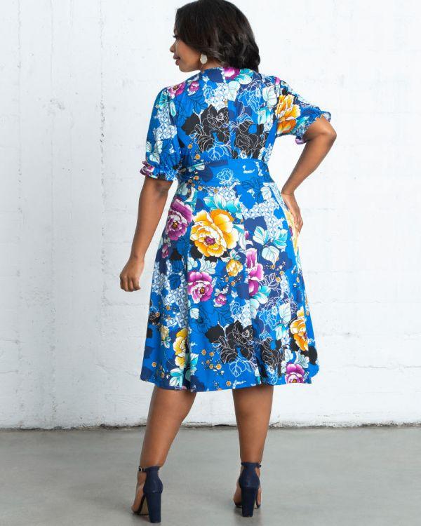 Kiyonna Formal Short Floral Dress - The Dress Outlet