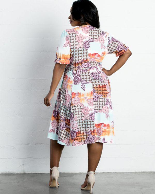 Kiyonna Formal Short Floral Dress - The Dress Outlet