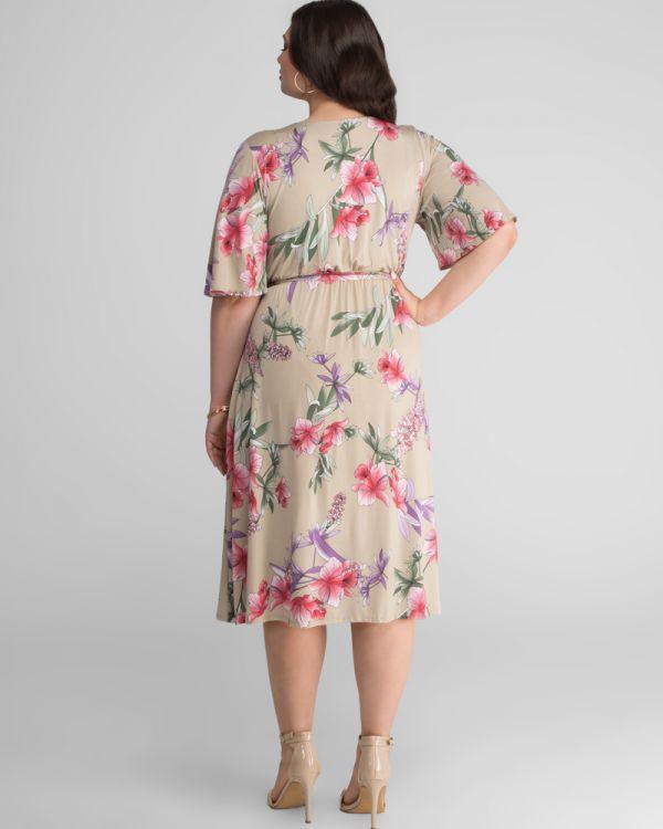 Kiyonna Formal Wrap Floral Dress - The Dress Outlet