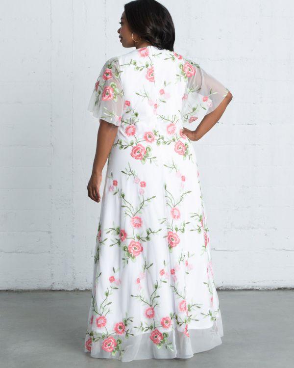 Kiyonna Long Formal Floral  Dress - The Dress Outlet