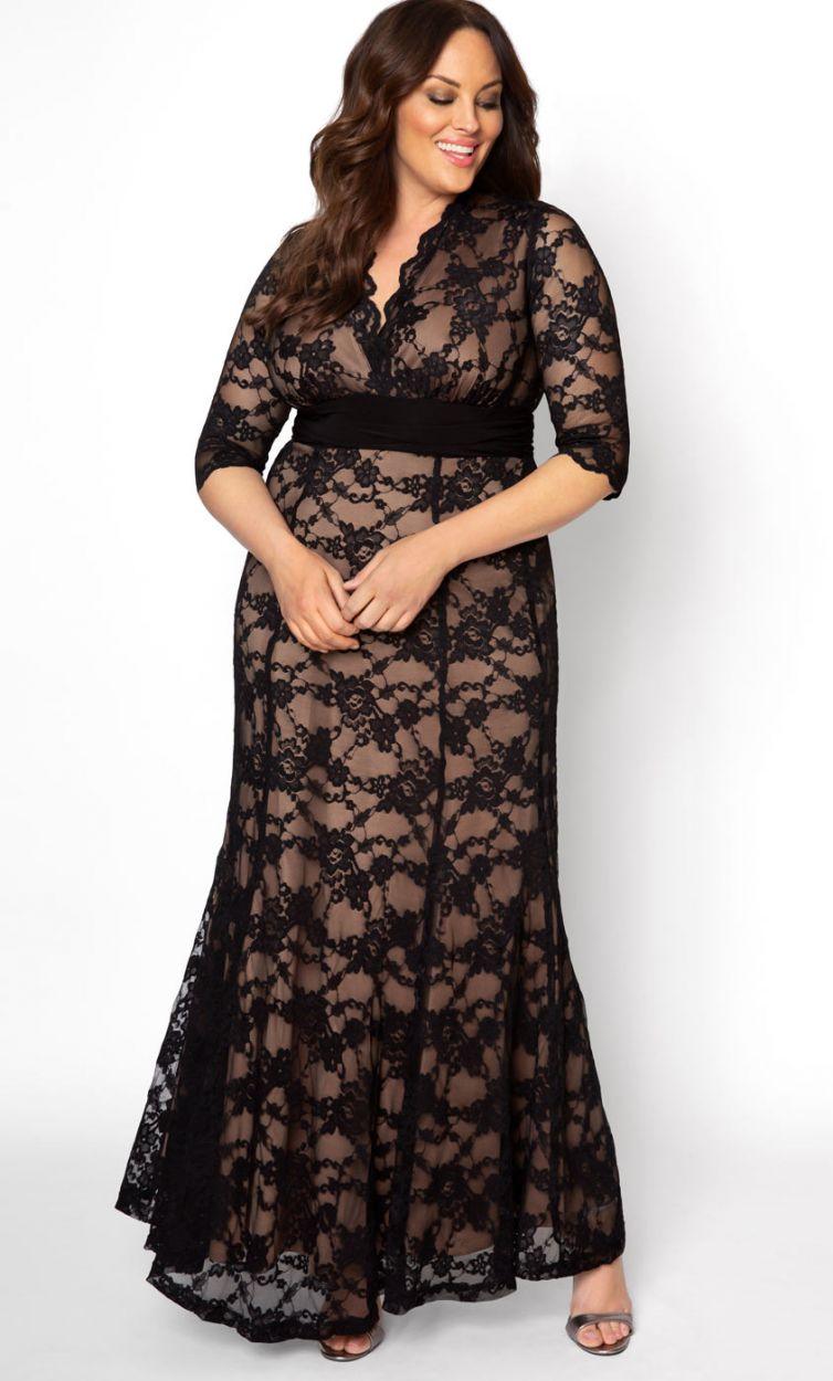 Kiyonna Screen Siren Lace Long Dress - The Dress Outlet Kiyonna