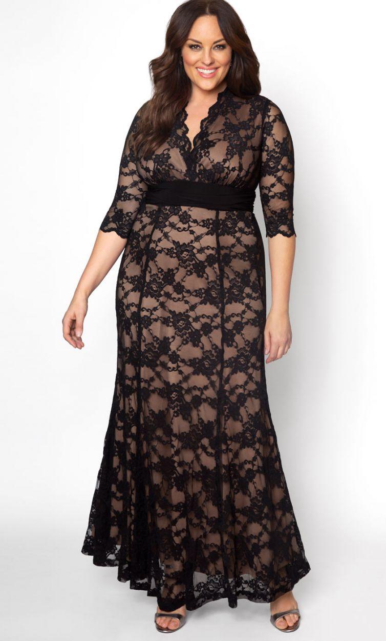 Kiyonna Screen Siren Lace Long Dress - The Dress Outlet Kiyonna