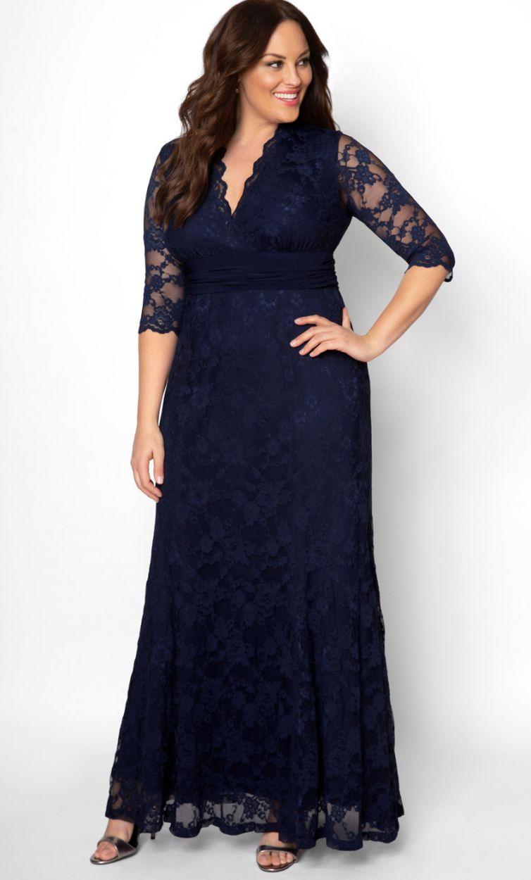 Kiyonna Screen Siren Lace Long Dress - The Dress Outlet Kiyonna