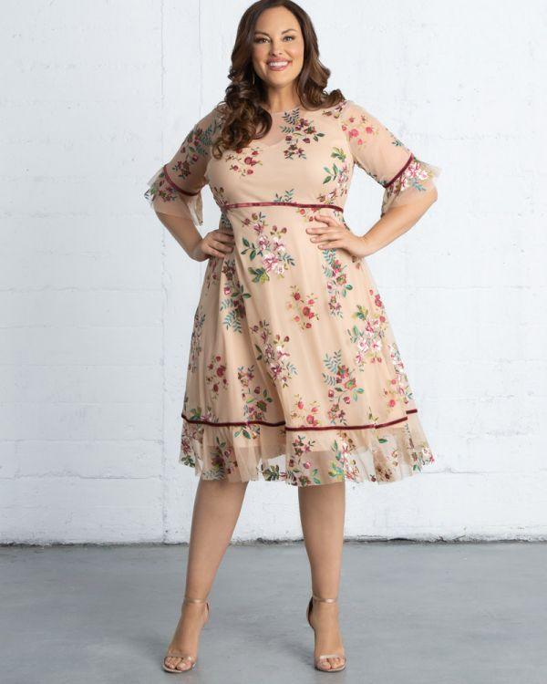 Kiyonna Short Formal Floral Dress - The Dress Outlet