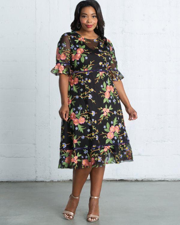 Kiyonna Short Formal Floral Dress - The Dress Outlet