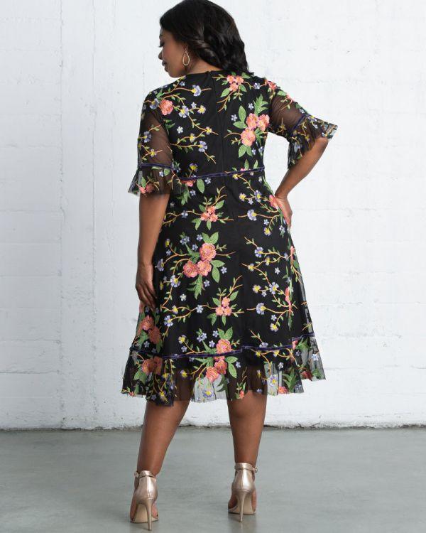 Kiyonna Short Formal Floral Dress - The Dress Outlet