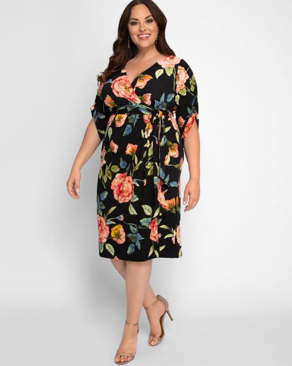 Kiyonna Short Formal Wrap Dress - The Dress Outlet