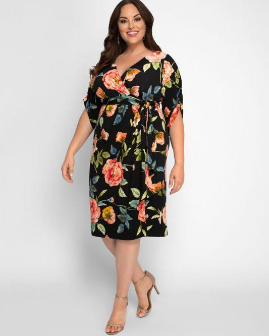 Kiyonna Short Formal Wrap Dress - The Dress Outlet