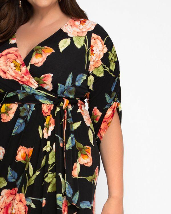 Kiyonna Short Formal Wrap Dress - The Dress Outlet