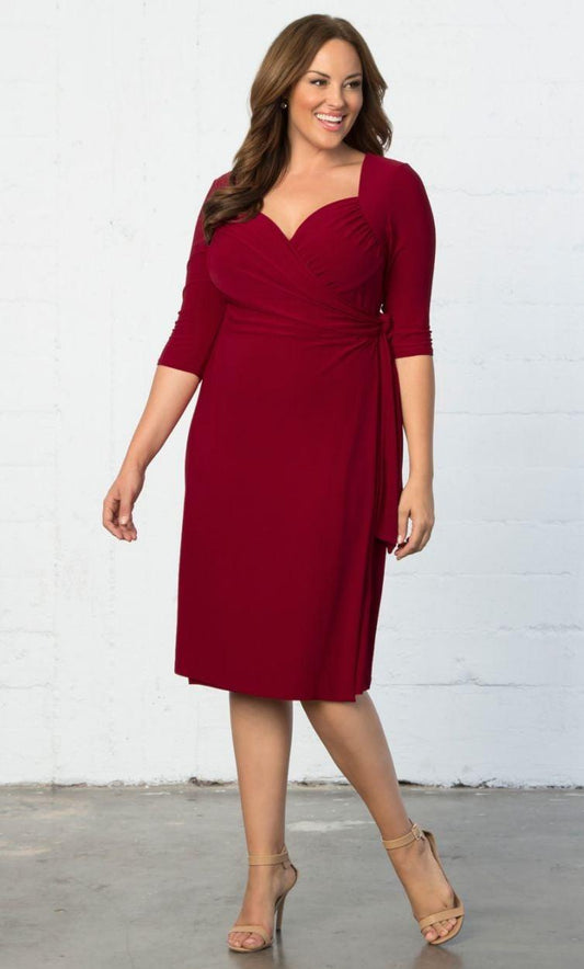 Kiyonna Sweetheart Knit Wrap Short Dress Plus Size - The Dress Outlet Kiyonna