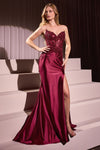 Prom Dresses  Fitted Long Formal lace Applique Prom Gown Burgundy