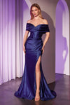 Prom Dresses Pleated Long Formal Glitter Prom Dress Navy