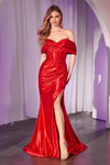 Prom Dresses Pleated Long Formal Glitter Prom Dress Red