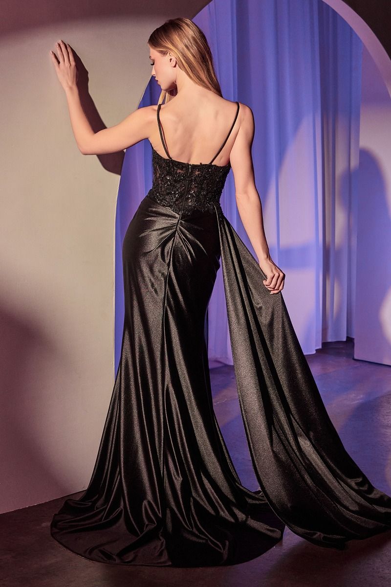 Prom Dresses Formal Long Beaded Applique Prom Dress Black