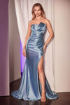 Prom Dresses Pleated Long Formal Slit Prom GownDusty Blue