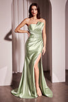 Prom Dresses Pleated Long Formal Slit Prom GownSage